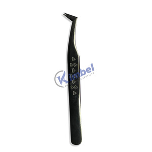 Pinces à cils en acier inoxydable Plasma Black 90 degrés pour extensions de cils, préhension parfaite - Product Image 2