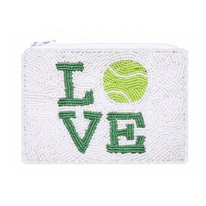 Modern Tennis Beaded <b>Coin</b> <b>Purse</b> Seed Beaded Small Zipper Pouch Wallet Eco-Friendly High Quality Game Day Sports Birthday Gifted - Product Image 1