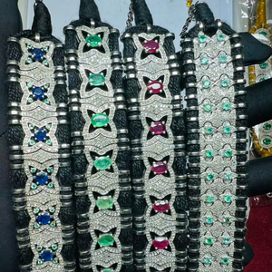 Pulsera de Plata de Ley 925 con Diamantes Naturales de Lujo y Piedras Preciosas de Esmeralda, Rubí y Zafiro para Regalo de Boda, Compromiso o Aniversario - Product Image 1