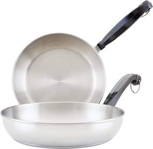 Stainless Steel Twin Pack Skillet Durable Non-Stick Frying <b>Pans</b> for Everyday Cooking Even Heat Distribution - Product Image 2