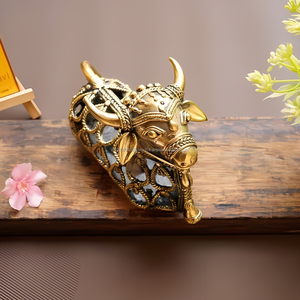 Escultura artística de Nandi sentado, tallada a mano en latón, para decoración del hogar. - Product Image 2