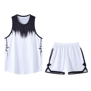 Ensemble de maillots de basket imprimés 100 % polyester à séchage rapide, débardeur et short de sport pour hommes, tenue d'entraînement et d'équipe - Product Image 1