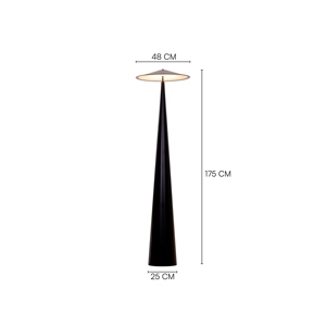 Lámpara de Pie Industrial Negra, Moderna, Cónica, Minimalista, Iluminación de Trabajo, Diseño Utilitario, Acabado Clásico, Totalmente Negra - Product Image 2