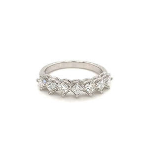 Princess Cut Diamond <b>Eternity</b> Band <b>Ring</b> for Women 925 <b>Silver</b> Plated with Rhodium Finish Classic Engagement Design - Product Image 2
