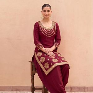 Heavy Britaline Soft Silk Elegant <b>Top</b> Bottom Set With Real Mirror Embroidery <b>Net</b> Dupatta Ready To Wear Suit By Royal Export - Product Image 6