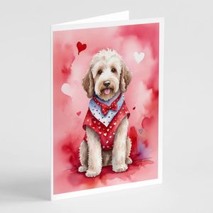 Labradoodle My Valentine Whimsical A7 Greeting Cards Pack of 8 Blank Note Cards with <b>Envelopes</b> Size <b>5x7</b> - Product Image 1