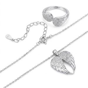 Collier pendentif en forme d'aile d'ange en or massif 14 carats avec diamant cultivé en laboratoire, design plume en argent sterling 925, collier pour femme, bijoux - Product Image 6