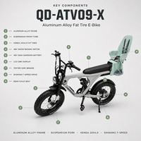 Vélo Électrique Vintage Fat Bike Urbain 7 Vitesses Moteur Brushless 1000W Batterie Lithium 48V Cadre en Alliage d'Aluminium Capteur Siège Bébé
