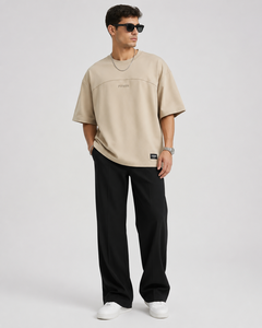 T-shirt en coton marron surdimensionné pour homme F2WIN, manches courtes, col rond, coupe décontractée, prix avantageux, vente en gros, respirant - Product Image 4