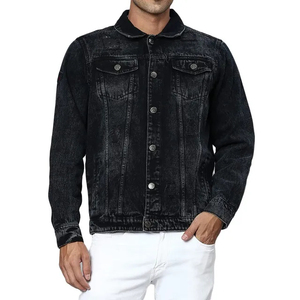 2024 OEM Custom Wholesale <b>Men's</b> Cotton <b>Long</b> Sleeve Black Plain Jeans <b>Jackets</b> New Design Winter Motorcycle Denim <b>Jacket</b> - Product Image 1