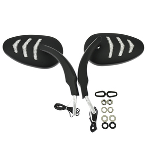 Hcmotorku xe máy gương LED tín hiệu lần lượt ánh sáng màu đen/CHROME Rear Side View gương kim loại cho Harley Touring đường Vua Dyna - Product Image 1
