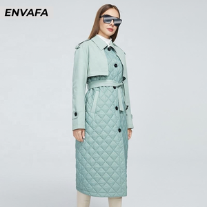 Women's Spring Woven Polyester Trench <b>Coat</b> Padded Long Double Breasted Elegant Casual Button Overcoat Sale - Product Image 5