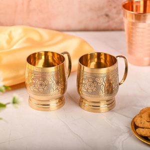 Taza de Latón Estilo Mughlai, Vajilla de Latón Antigua Hecha a Mano, Taza para Café, Té, Leche, Vajilla para el Hogar, Hotel, Restaurante, Regalo - Product Image 3