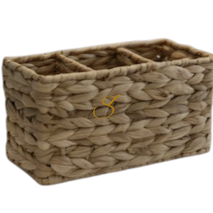 Hand Woven Water Hyacinth Storage Basket with Compartments - Product Image 2