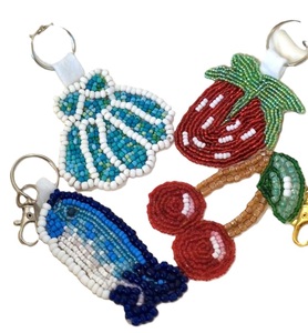 Handmade Seed Beads Embroidery Keychain With Floral Art Design Stylish Beaded Embroidered Keychain For Bags And Accessories - Product Image 6