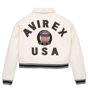 Avirex Women's 100%High Quality Custom Dyed Breathable Leather Varsity <b>Jacket</b> Crew Neck Customized Color Windproof Eco-Friendly - Product Image 1