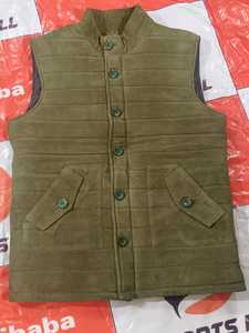 Professional <b>Men's</b> Beige Canvas Casual <b>Vests</b> Collarless Pullover Plus Size Summer Outer Wear 100% <b>Leather</b> Solid Color Front - Product Image 5