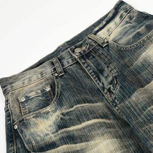 Men's Stonewashed Wide Leg Denim Jeans High Waist Loose Fit Cotton Woven Distressed Casual Autumn Wear - Product Image 3
