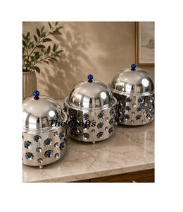 Floral Design Stainless Steel Serving Dish In Silver And Gold Color Dinnerware Serving Chafing Dish At <b>Cheapest</b> Prices - Product Image 2