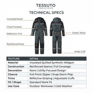 Men Waterproof Windproof Reflective Work Coverall High Visibility <b>Winter</b> Protection Abrasion Resistant Polyester Uniform - Product Image 5