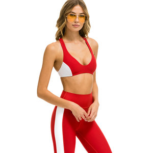 Conjunto de Yoga para Mujer de 2 Piezas, Top Corto Rosa y Leggings Negros de Cintura Alta, Sin Costuras, Transpirables, de Spandex y Poliéster, Nueva Tendencia - Product Image 5