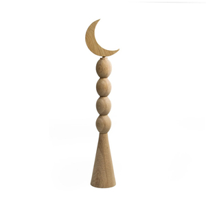 Handcrafted <b>Wooden</b> Crescent Moon Finial Stand Set Of 3 Elegant Tapered Pillars Beaded Design For <b>Rustic</b> Home & Eid Decoration - Product Image 2