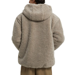 100% High Quality Polar <b>Fleece</b> Hoodie OEM Custom <b>Lined</b> Men's Half Zip Sherpa Shearling Men's Hoodie <b>Jacket</b> - Product Image 4