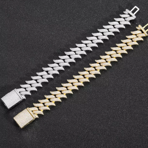 Gold Plated Moissanite <b>Statement</b> <b>Necklace</b> Link Chain Tapered Baguette Cut Hiphop Unisex Everyday Wear - Product Image 4