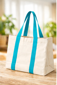Grand sac de plage en toile pour femme, sac de voyage et de pique-nique avec votre logo et votre taille personnalisés dans un sac écologique promotionnel - Product Image 2