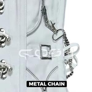 Corset en jean blanc avec accessoires de style punk - Product Image 5