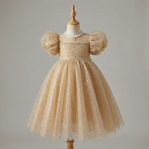 Robe de princesse de haute qualité pour enfants, robe de fête d'anniversaire à sequins et manches bouffantes en tulle pour enfant de 1 à 12 ans - Product Image 3