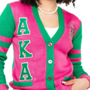Cárdigan de Punto Tricolor para Mujer, Rosa, Verde y Blanco, Manga Larga, Frente Abierto, Suéter Informal, Estilo Color Block, Personalizable - Product Image 6