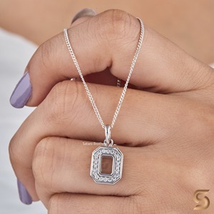 18K <b>Solid</b> White <b>Gold</b> With Lab Grown Diamond <b>Pendant</b> Necklace Round Cut Octagon Minimal Halo Diamond Necklace For Women - Product Image 2