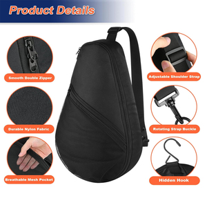 Sac de raquette de tennis de qualité supérieure, fournisseur direct d'usine, faible MOQ, impression de logo personnalisée, polyester, imperméable, capacité 30-40L - Product Image 5