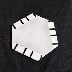 Elegant Wood Inlaid and <b>Marble</b> <b>Coasters</b> for Drinks Perfect Gift for Housewarming and Anniversaries Decoration & Accessories - Product Image 5