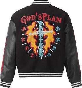 <b>Men's</b> Women's Vintage Streetwear Woolen Varsity <b>Jacket</b> Rib Knitted Pullover Stand <b>Smart</b> Casual Baseball Bomber Embroidery Front - Product Image 5