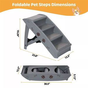 Scala per Cani Pieghevole di Lusso in Lino, Lavabile, per Gatti, Uso Interno ed Esterno, con Motivi Animali - Product Image 3