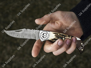 Luxury Damascus Steel Folding <b>Knife</b> Wood Epoxy Handle OEM Back <b>Lock</b> Outdoor Hunting <b>Knife</b> Drop Point Blade 3-Year Warranty - Product Image 5