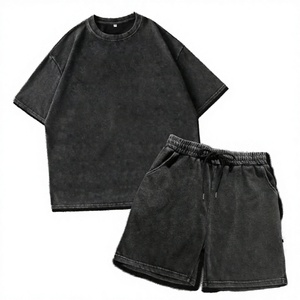 Conjunto Deportivo GENERSA para Hombre, Camiseta de Manga Corta con Cuello Redondo y Estampado Digital Negro, Pantalones Cortos con Cintura Elástica, Poliéster Ligero - Product Image 5