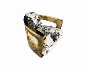 Industrial Accent <b>Chair</b> Lounge Armchair Brown <b>Upholstered</b> Seat Metal Frame for Living Room Hotel Apartment - Product Image 3