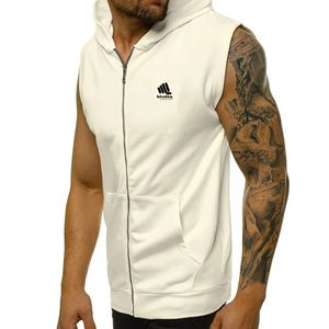 Vêtements de sport d'hiver pour hommes, débardeurs à capuche sans manches pour la musculation, imprimés numériquement, respirants et écologiques - Product Image 1