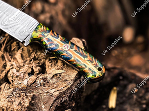 มีดเหล็กดามัสกัส 58 HRC ใบมีดแบบ Fixed Blade ปลายแหลม สำหรับล่าสัตว์และตั้งแคมป์ ด้ามจับรูปทรงกรวยสน รับผลิตแบบ ODM/OEM ปรับแต่งได้ เกรดอุตสาหกรรม/DIY - Product Image 3