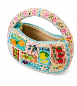 Beaded Half Moon Handbag With Fruit <b>Patchwork</b> Design Handmade Casual Shoulder <b>Bag</b> - Product Image 6