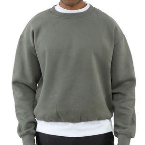 เสื้อสเวตเชิ้ตคอกลมผ้าฝ้ายล้างสีพร้อมโลโก้แบบกำหนดเอง ทรงโอเวอร์ไซส์ ไหล่ตก หนานุ่ม สำหรับผู้ชาย ปี 2026 - Product Image 4