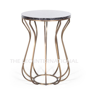Table d'appoint moderne de luxe pour salon, en acier inoxydable poli brillant et bois, meuble artisanal, couleur émail - Product Image 3