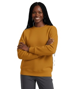 High Quality Custom Women's Soft Solid Color Printed Streetwear Winter Front Fleece <b>Drop</b> Shoulder Baggy Pullover Mockneck Long - Product Image 1