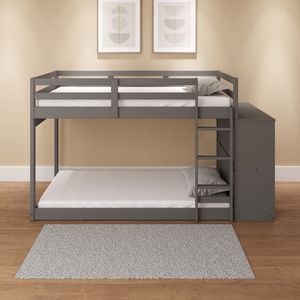 Letto a Castello Singolo/Singolo con Finitura Grigia Gaston, 4 Cassetti e 3 Scomparti per Bambini - Product Image 2