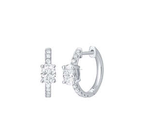 Boucles d'oreilles créoles en or massif 10K de luxe pour femme, design moderne, diamant ovale de laboratoire sur mesure, qualité supérieure SHRAMAN DIAMOND - Product Image 3