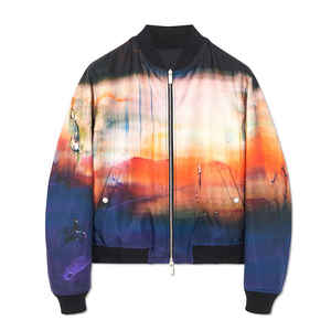 Chaqueta Bomber Delgada con Capucha y Estampado de Camuflaje por Transferencia Térmica, Directo de Fábrica, Personalizada, de Poliéster, con Cremallera Completa, para Entrenamiento Atlético - Product Image 1