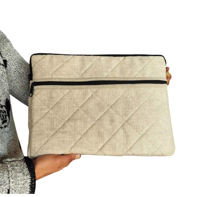 Eco Craft Handmade Fashionable Premium Slim Modern Laptop Sleeve Case Eco-Friendly Cotton Canvas Zip Closure Lightweight Durable